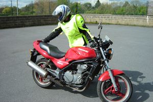 Getting used to the weight and controls on a larger motorcycle