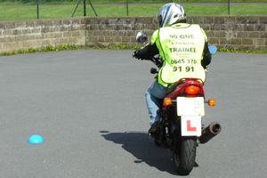 Riding "figures of eight" on a large motorcycle